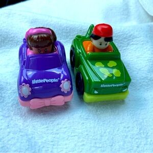 Little People Wheelies Cars Racers with Drivers purple pink green Fisher Price